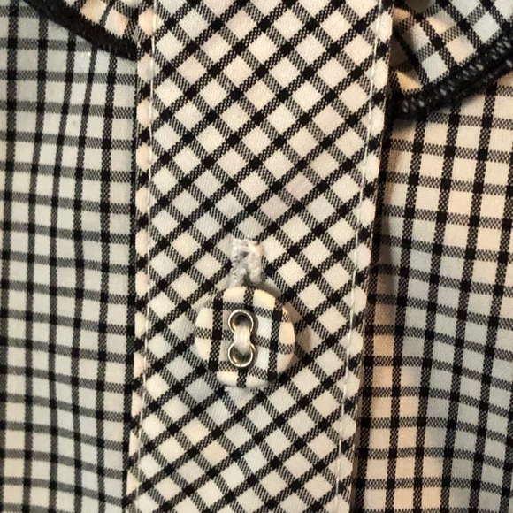 SWEET ‘FOXCROFT’ BLK/WHITE CHECKS RUFFLED BLOUSE-EUC! - Picture 5 of 9